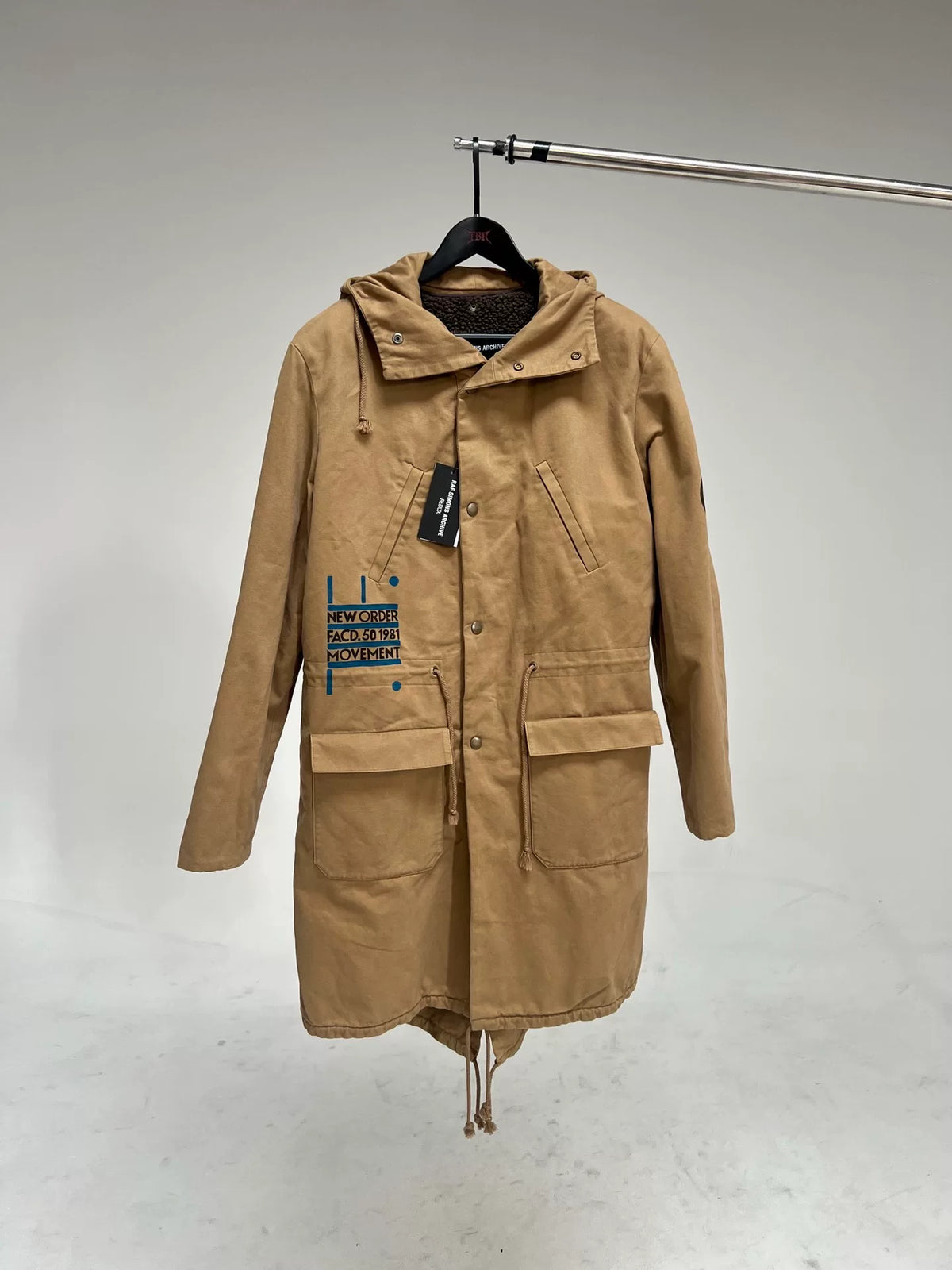 Raf Simons Archive Redux AW03 Closer New Order Floral Sherpa Mermaid-Hem Parka