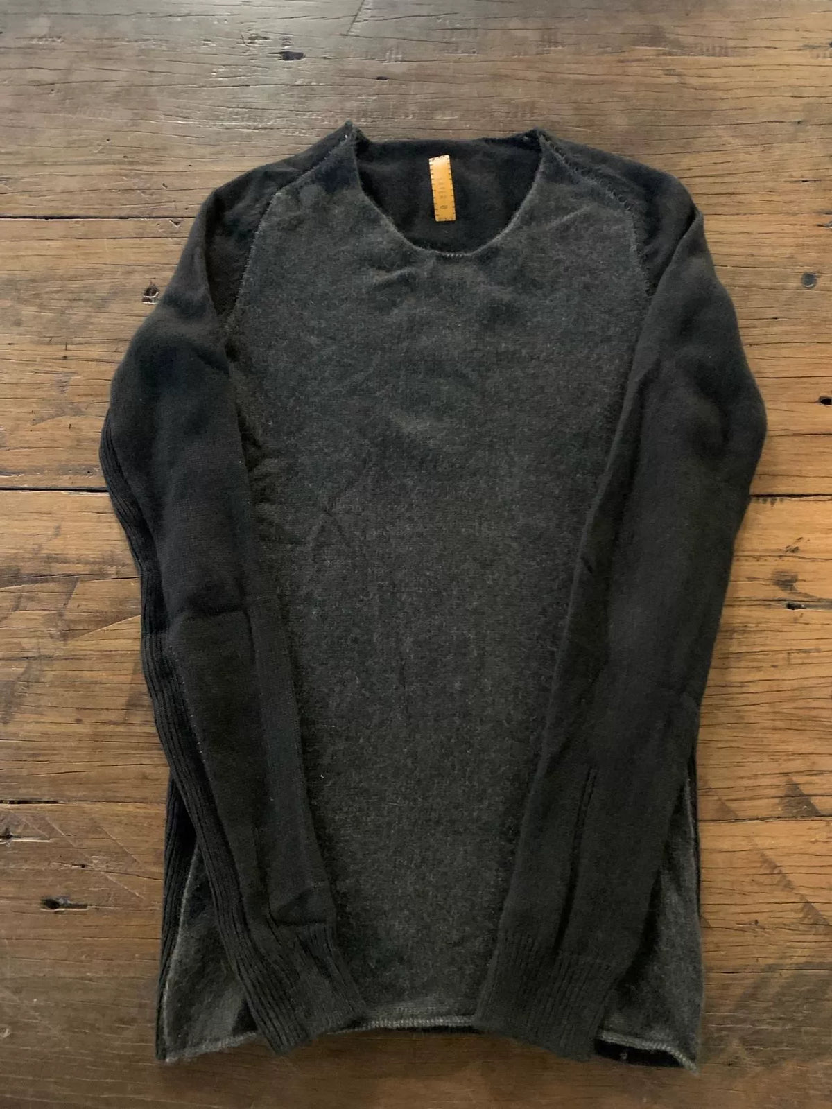 Layer-0 FW18 Grey Black Hand-Stitched Patchwork Cashmere Silk Sweater