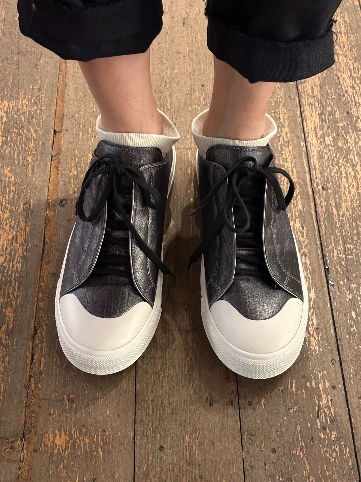 Alexander McQueen Pearl Black Invisible Lace Sneakers
