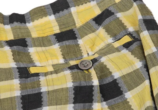 Issey Miyake 1980s Asymmetric Plaid Cotton-Linen Pants