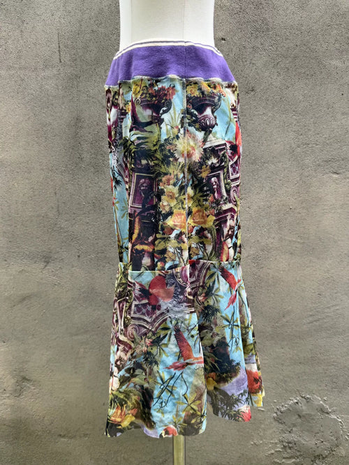 99SS Jean Paul Gaultier Flamingo Mesh Skirt Blue