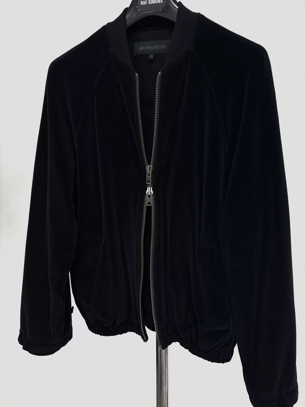 Ann Demeulemeester Black Velvet Zip Bomber