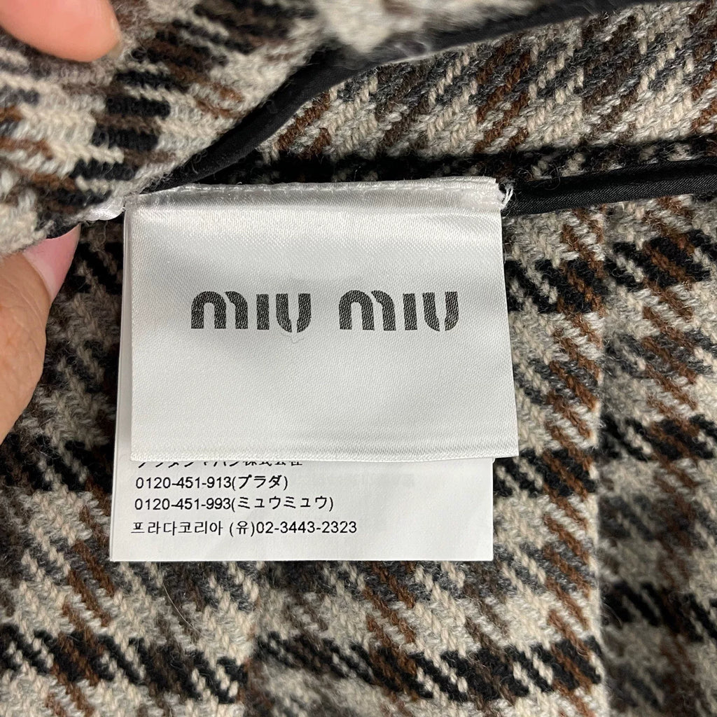 Miumiu Houndstooth Pleated Skirt