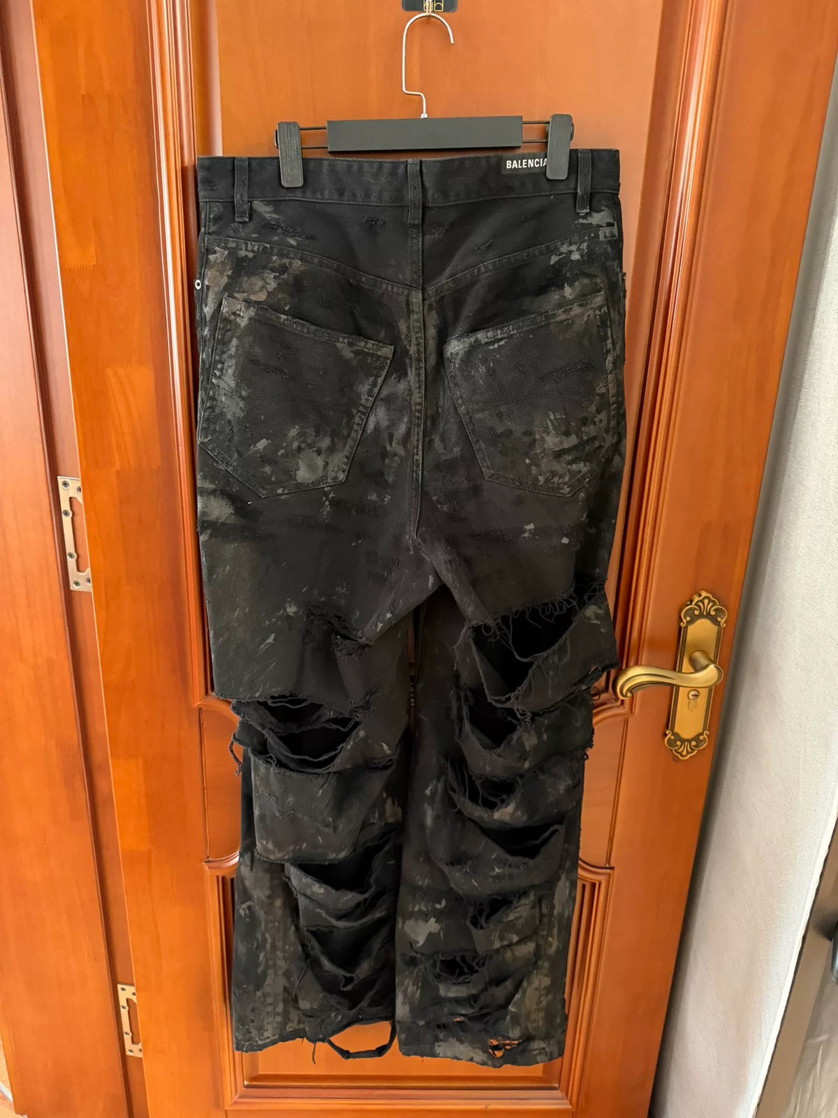 Balenciaga Black Big Distressed Mud-Dyed Denim Jeans