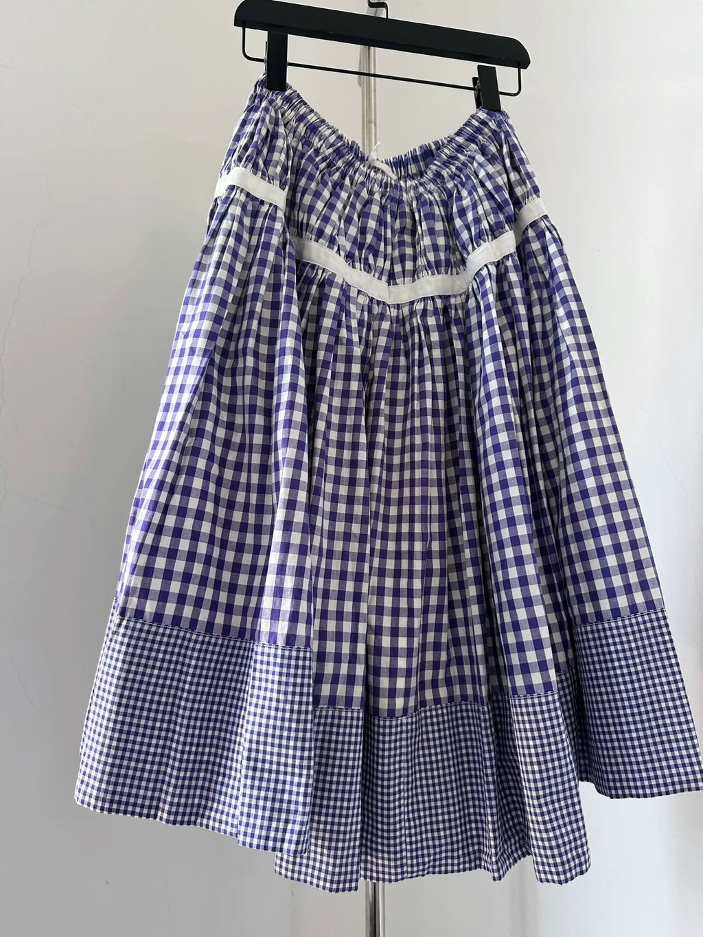 Comme Des Garcons Rei Kawakubo Tricot line check patchwork skirt