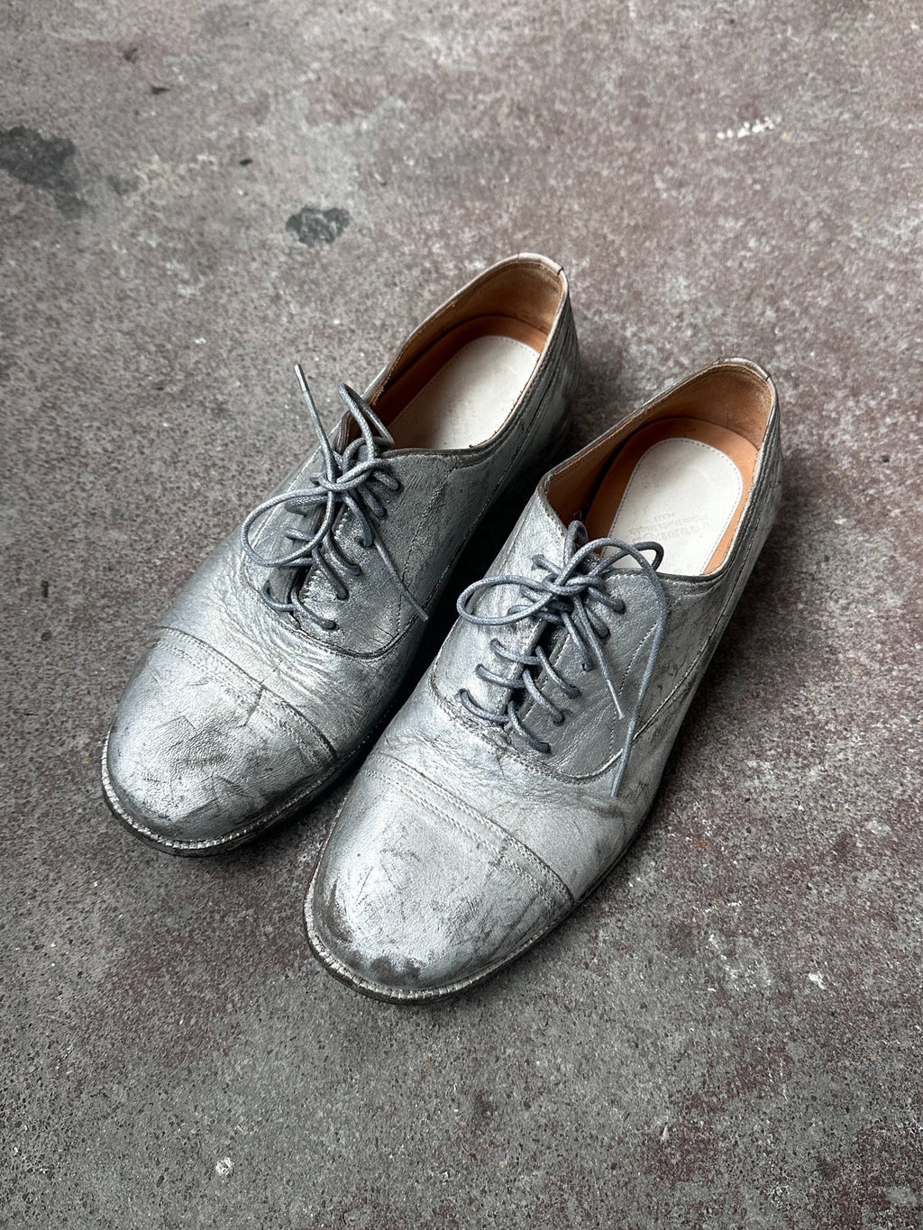 Maison Martin Margiela Painted Silver Derby Shoes