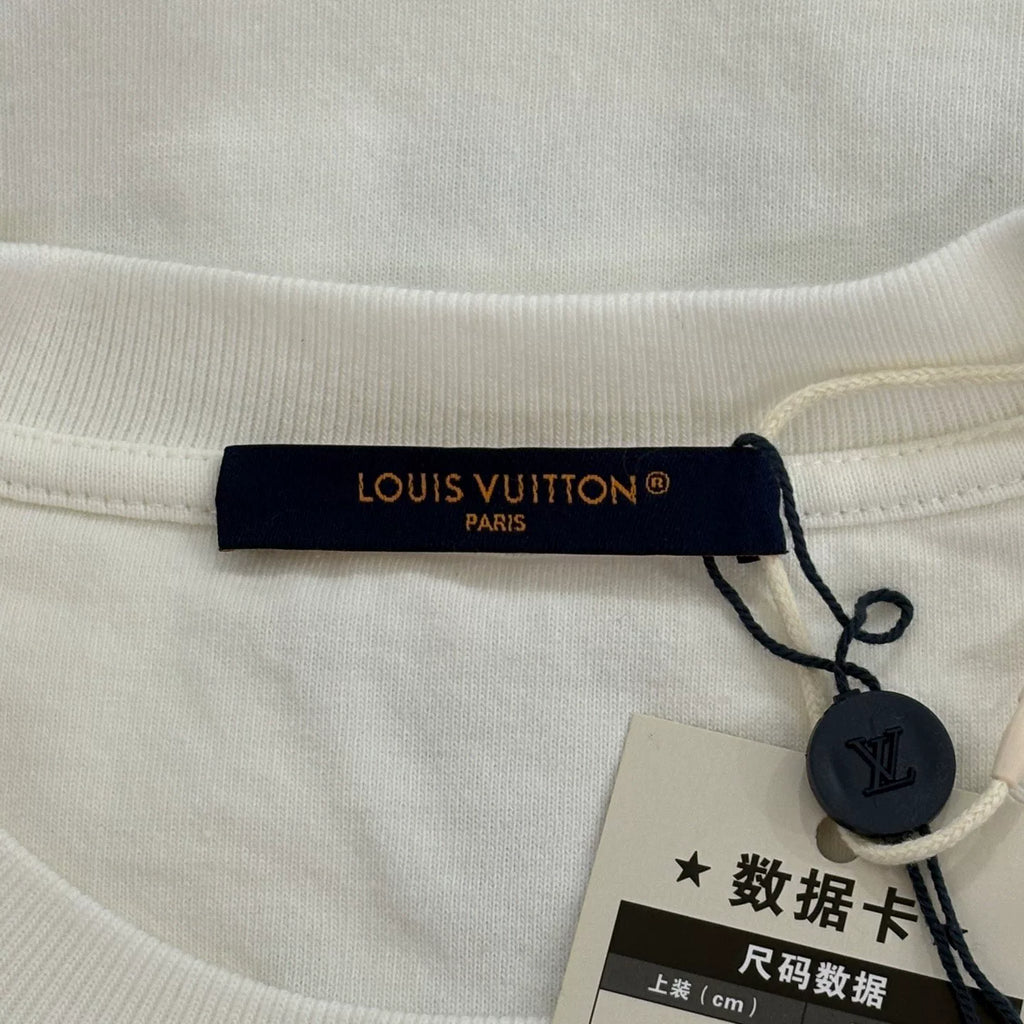 Louis Vuitton LV new embroidered logo blue slogan short-sleeve shirt