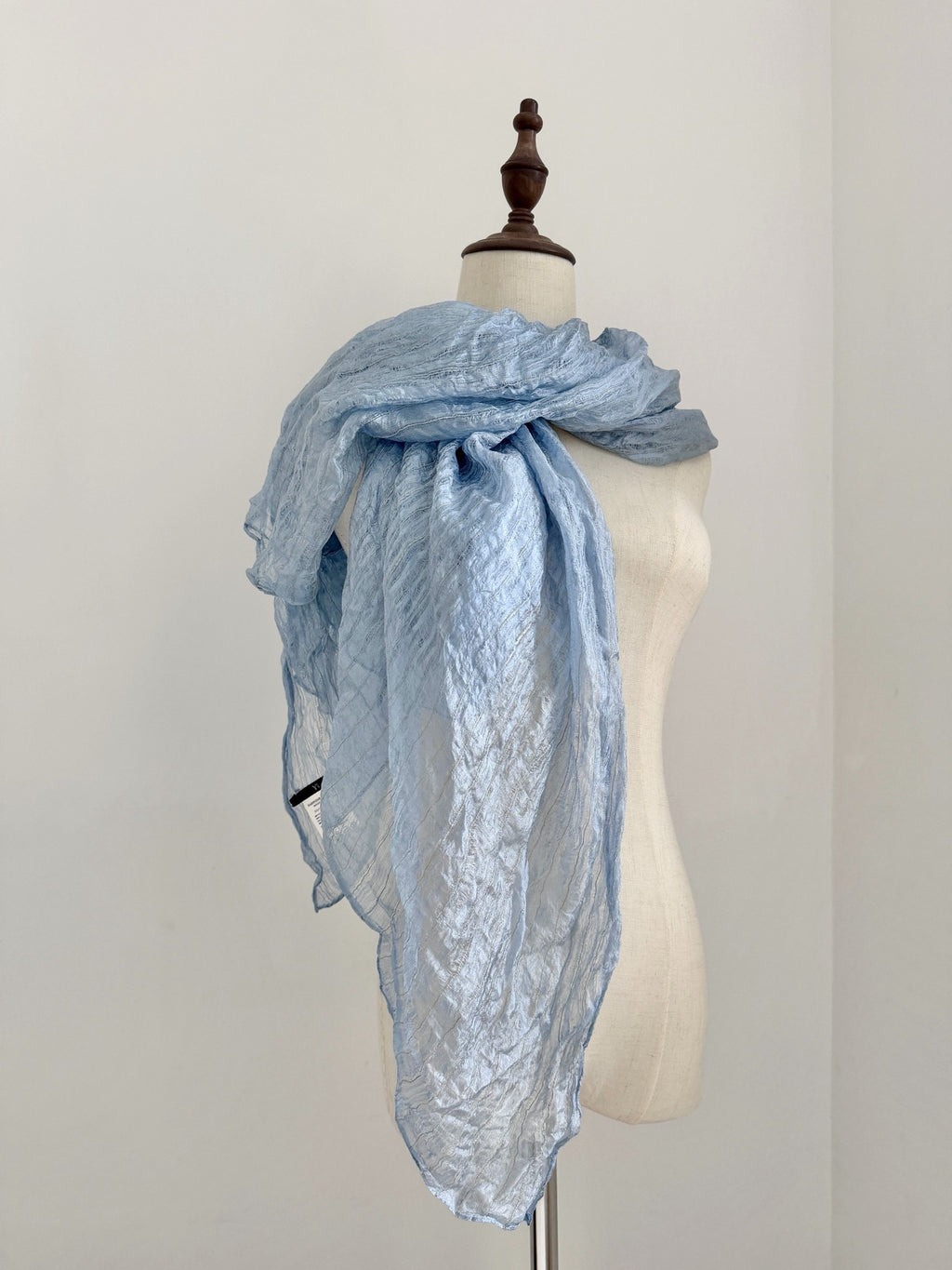 Yohji Yamamoto 1990s Ice Blue Drawstring Shawl - Devines