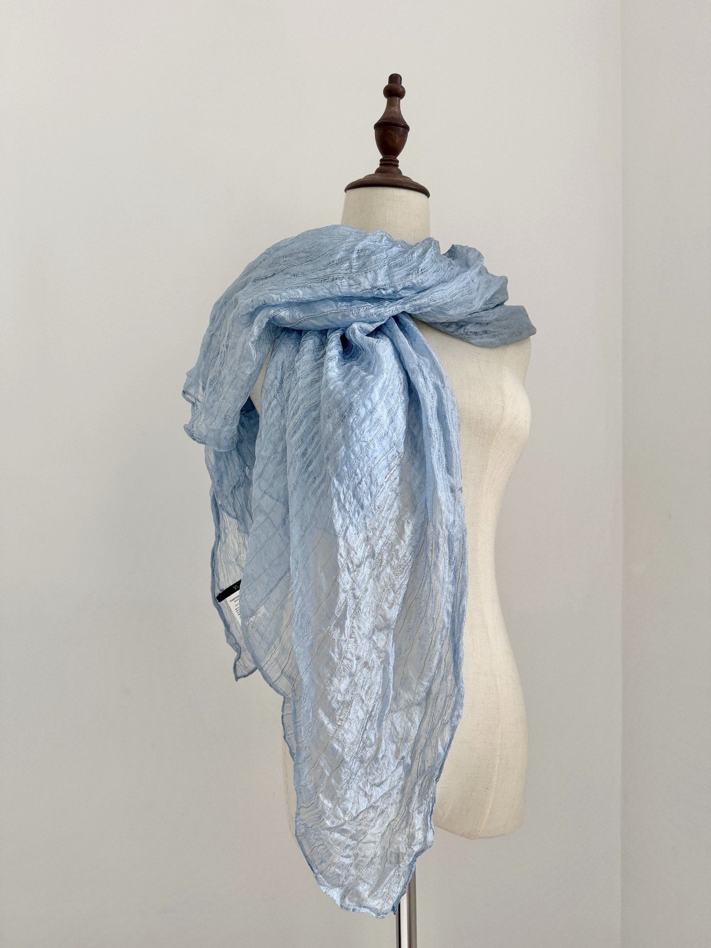Yohji Yamamoto 1990s Ice Blue Drawstring Shawl - Devines