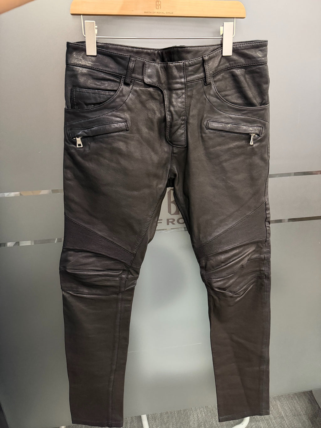 Balmain biker leather pants
