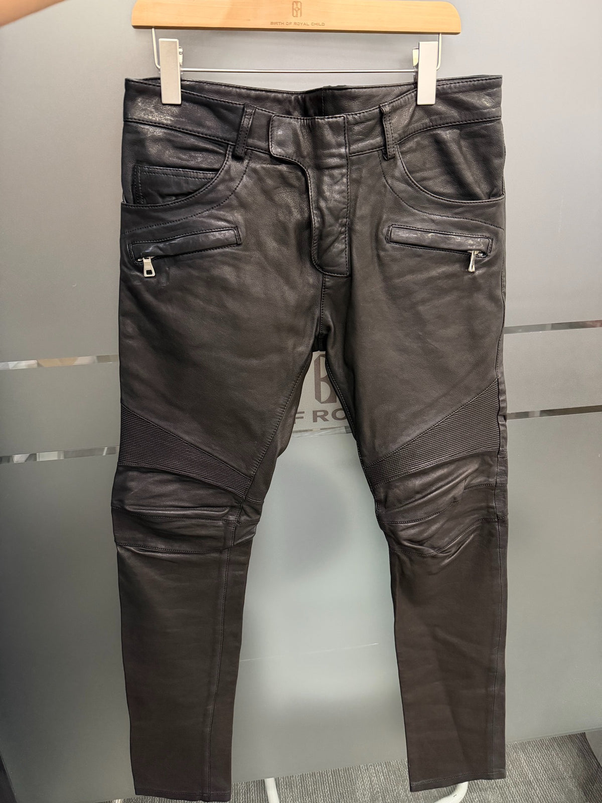 Balmain biker leather pants