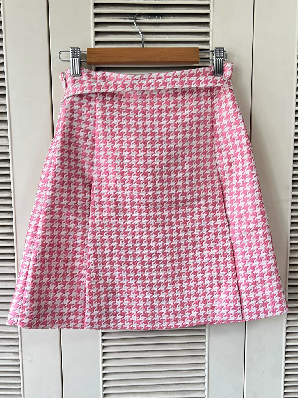 Dior Pink Houndstooth Mini Skirt