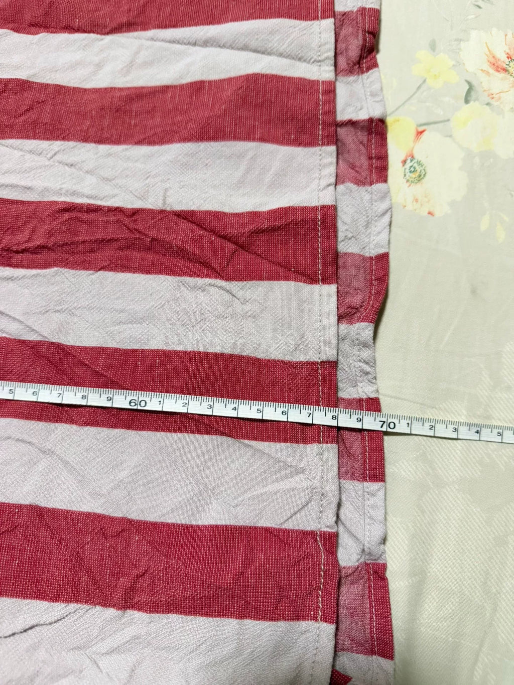 visvim SS20 Dead-ball Era Grey Red Striped Half-Collar Three-Quarter Sleeve Cotton Linen Shirt