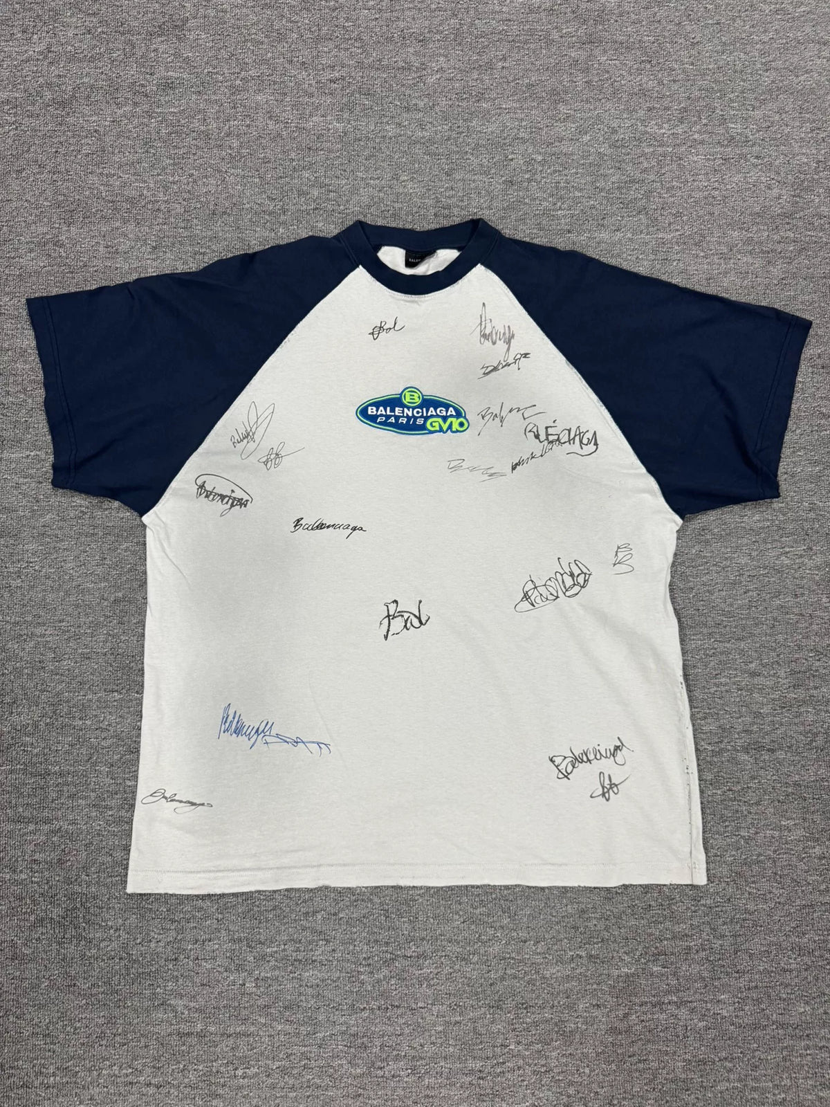 Balenciaga Beige Signature Graffiti Raglan Sleeve Top