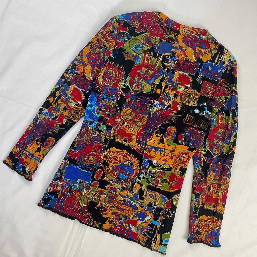 2000 Spring/Summer Jean Paul Gaultier Basquiat Print Stretch Long-Sleeve T-Shirt