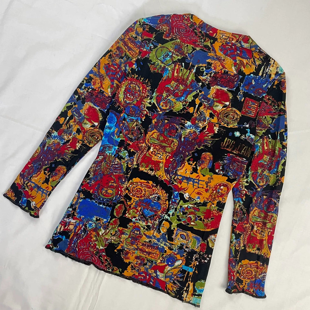2000 Spring/Summer Jean Paul Gaultier Basquiat Print Stretch Long-Sleeve T-Shirt