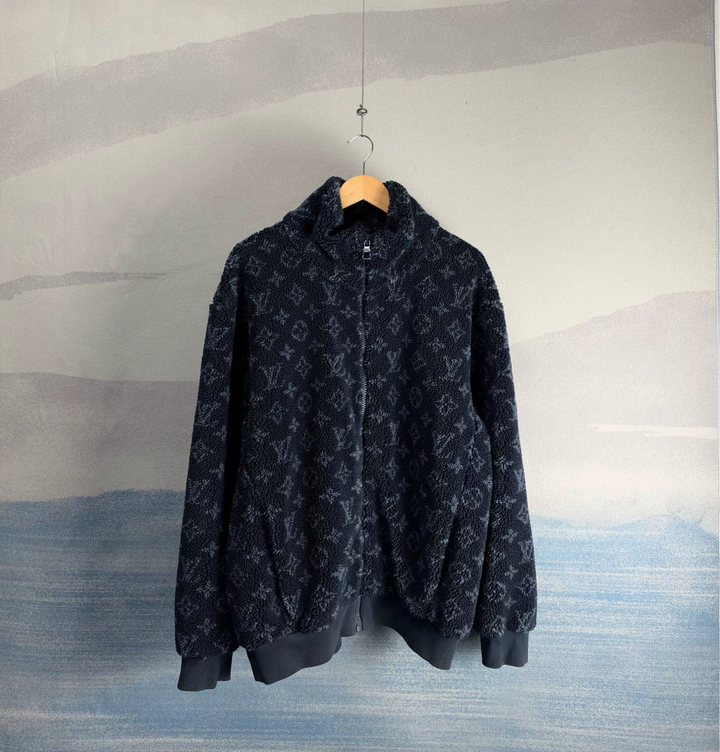 Louis Vuitton Navy Blue All-Over Teddy Jacket