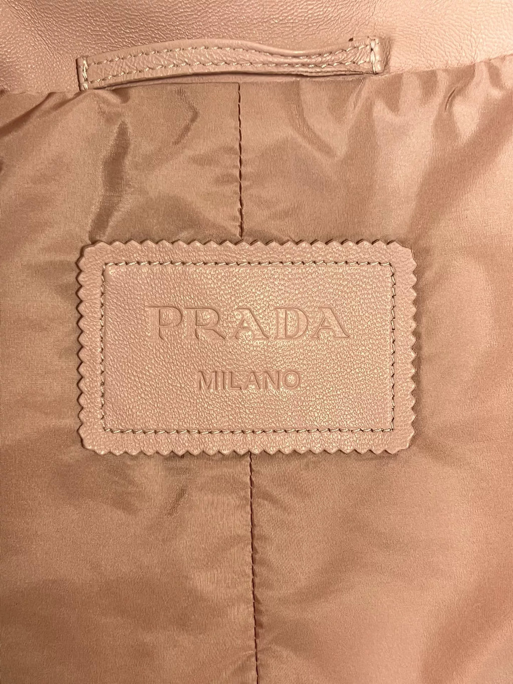 Prada Leather Pink Lambskin Triangle Logo Jacket