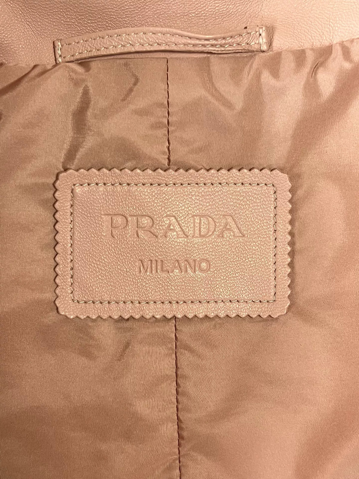 Prada Leather Pink Lambskin Triangle Logo Jacket
