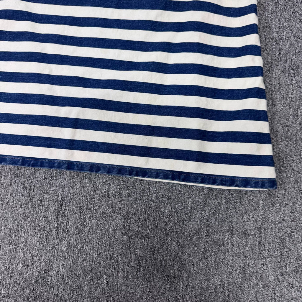 Prada Triangle Logo Striped Denim Skirt
