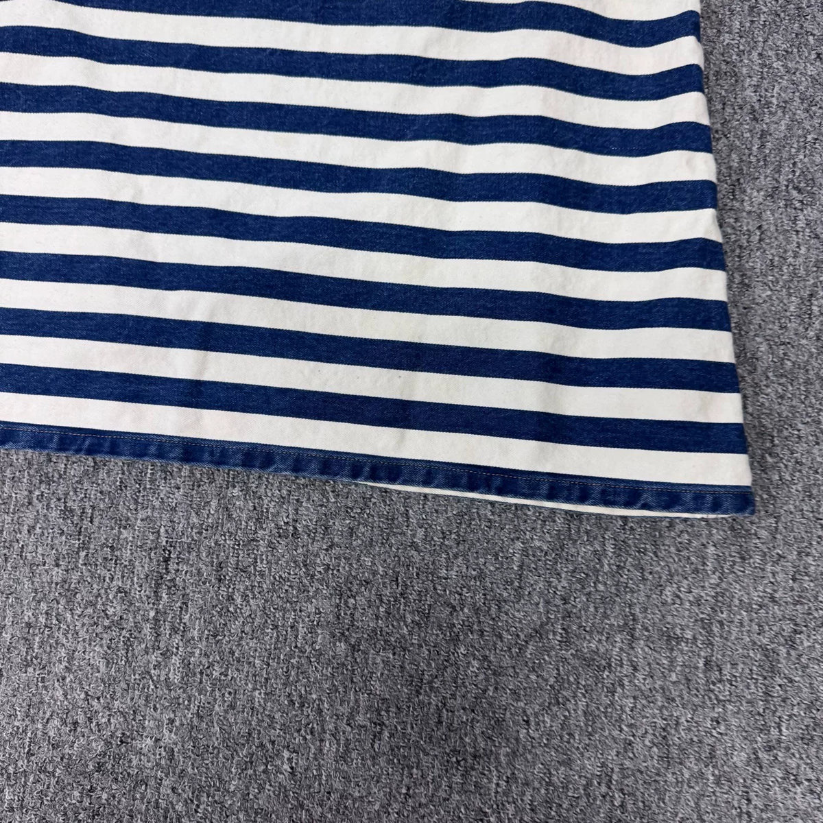 Prada Triangle Logo Striped Denim Skirt