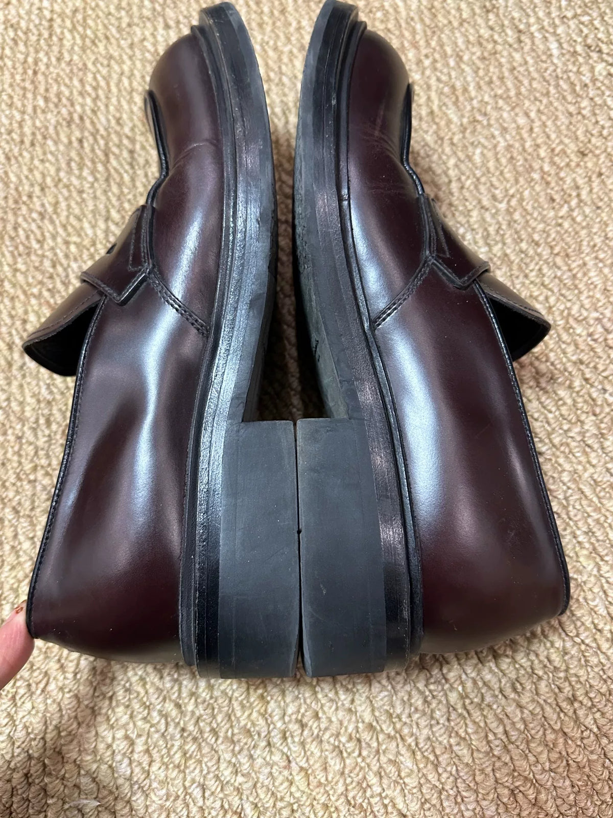 Prada Frankenstein Square-Toe Burgundy Loafers