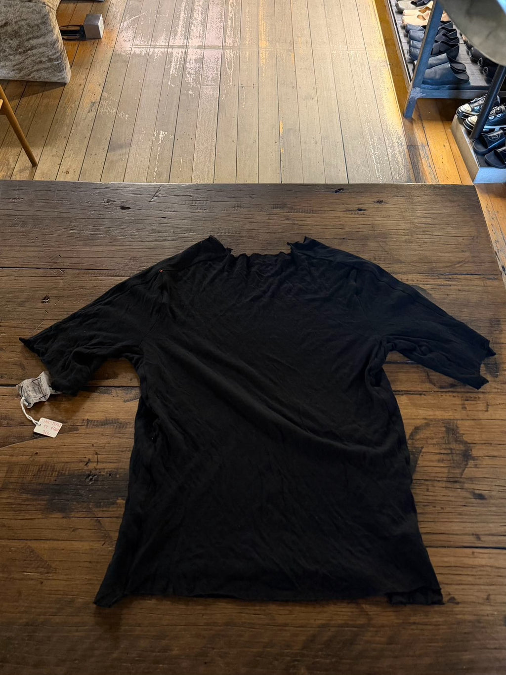 M.A+ SS16 Black Square Neck Cotton T-Shirt