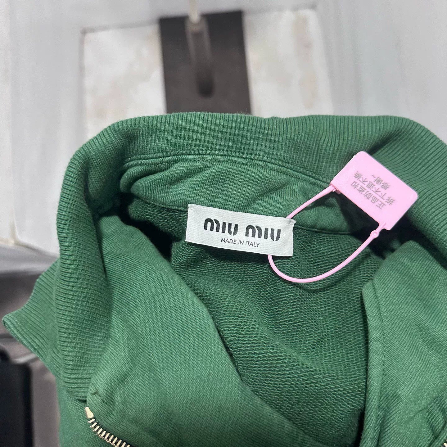 Miu Miu Logo Quarter Zip Sweater