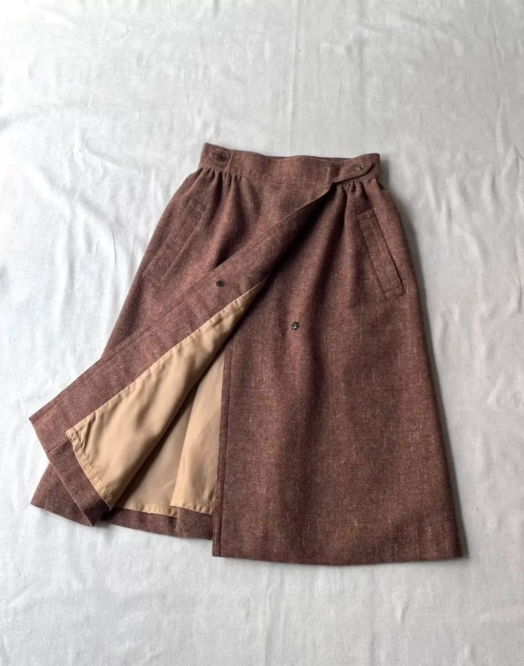 Issey Miyake 1970s Wool Tweed Wrap Skirt