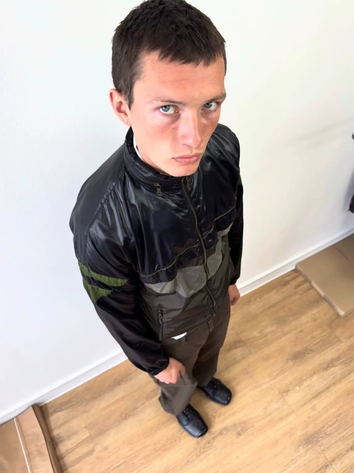 Prada Micro Logo Stand-Collar Zip-Up Nylon Jacket