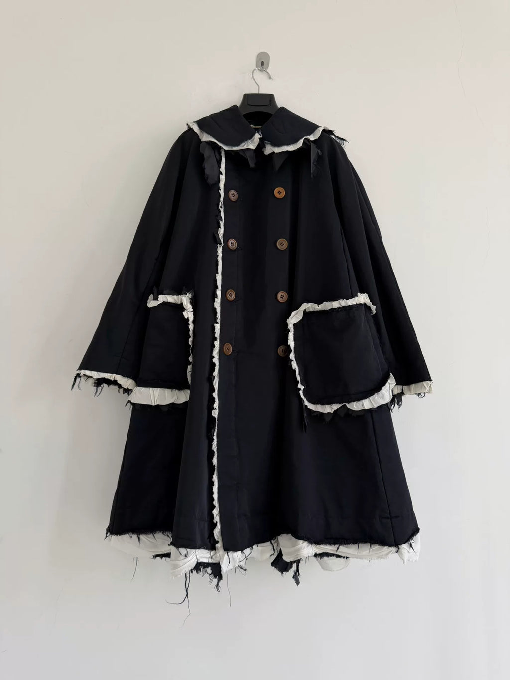 Comme Des Garçons Frayed Edge Snowman Wool Blend Coat