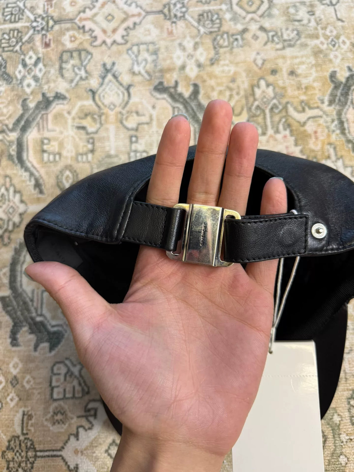 Givenchy Black Full Rhinestone Leather Horn Hat