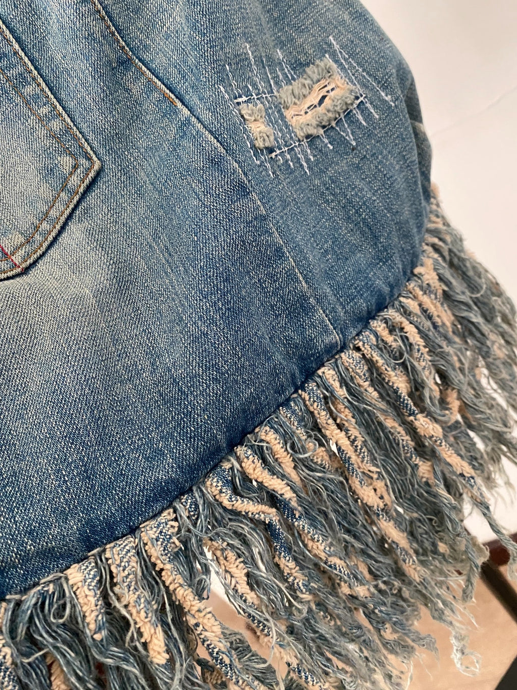 L.G.B Denim Fringe Crossbody Bag