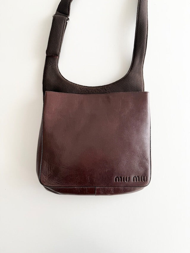 Miu Miu AW99 Brown Mesh Leather Crossbody Bag
