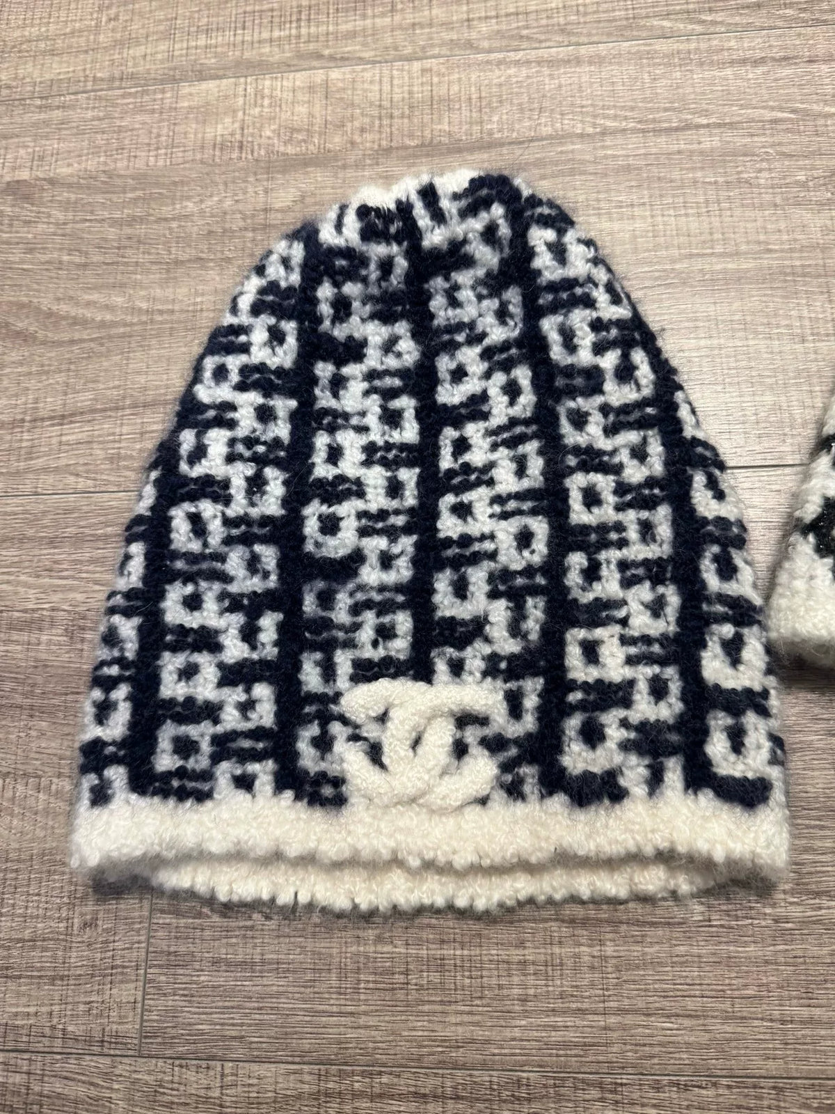 Chanel White Tweed Cashmere Beanie