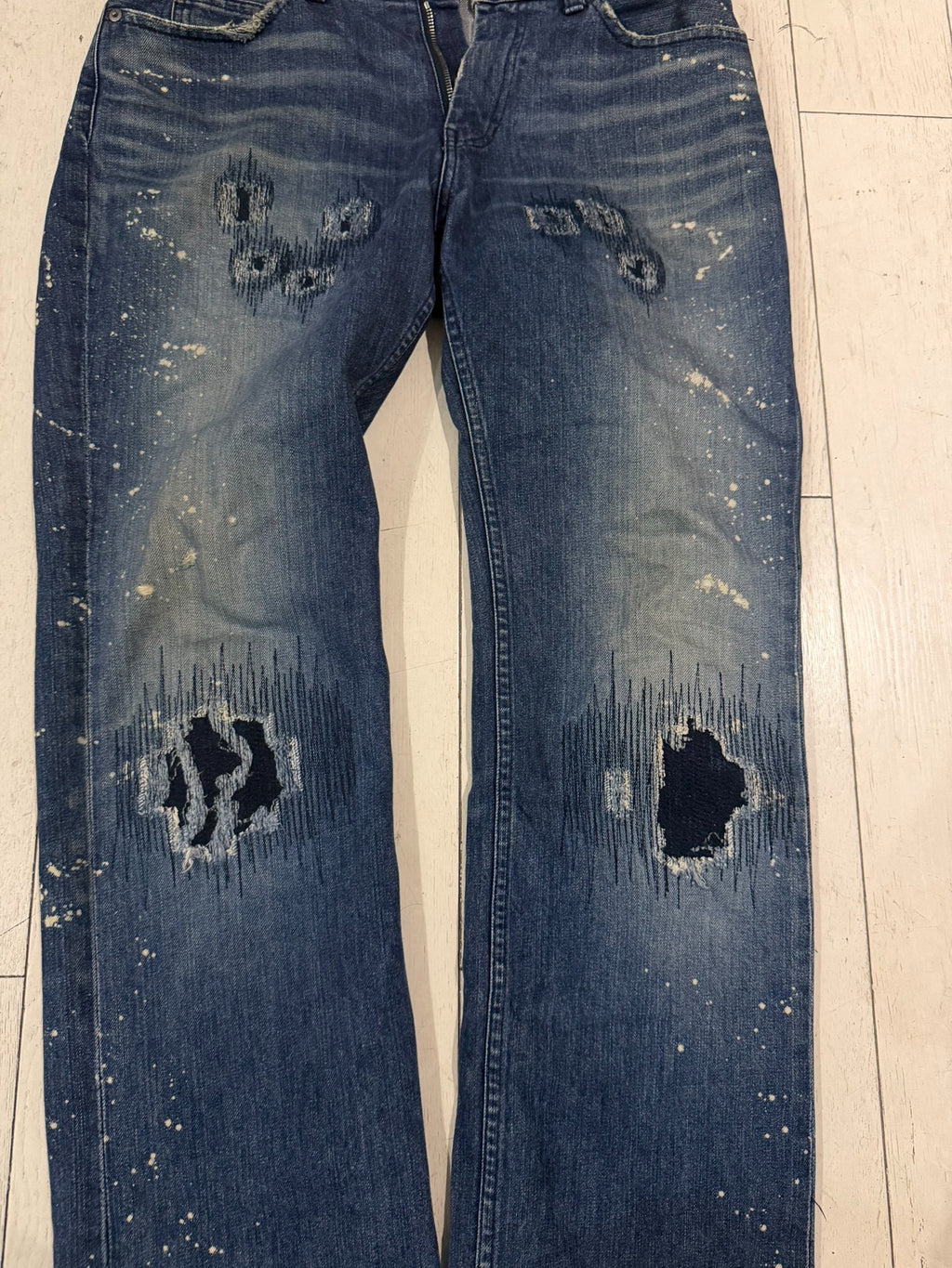 Numbernine 01AW Blue Distressed Boro Jeans