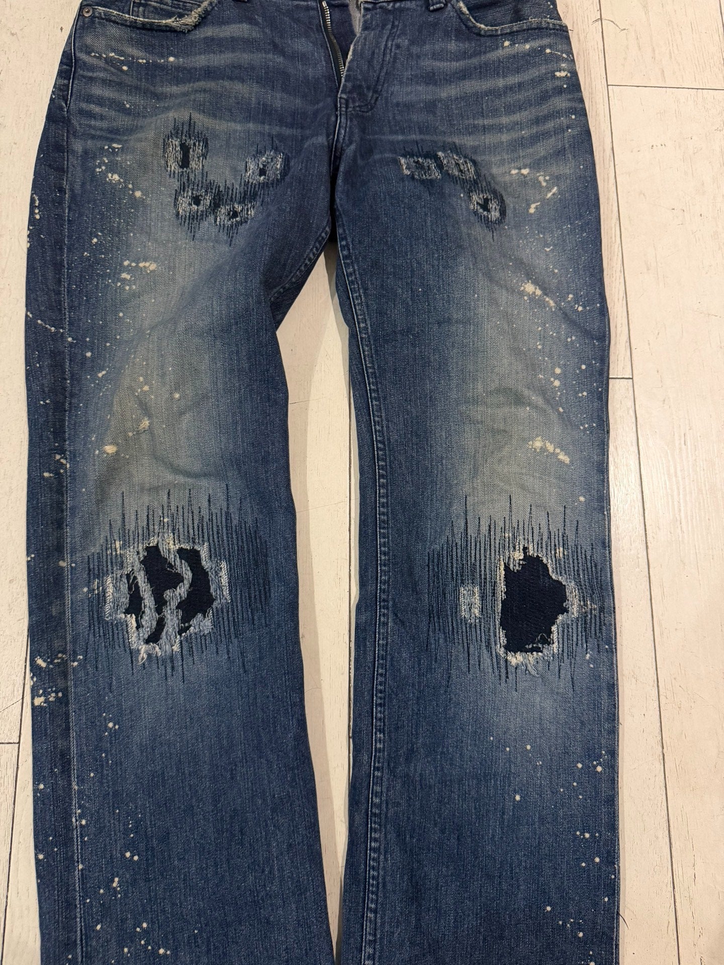 Numbernine 01AW Blue Distressed Boro Jeans