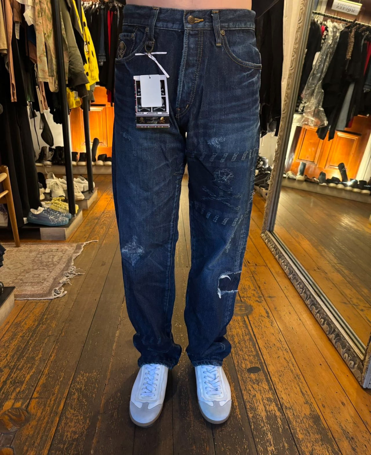 mastermind Japan SS12 SizeS Indigo Identity Double Waist Washed Denim Jeans