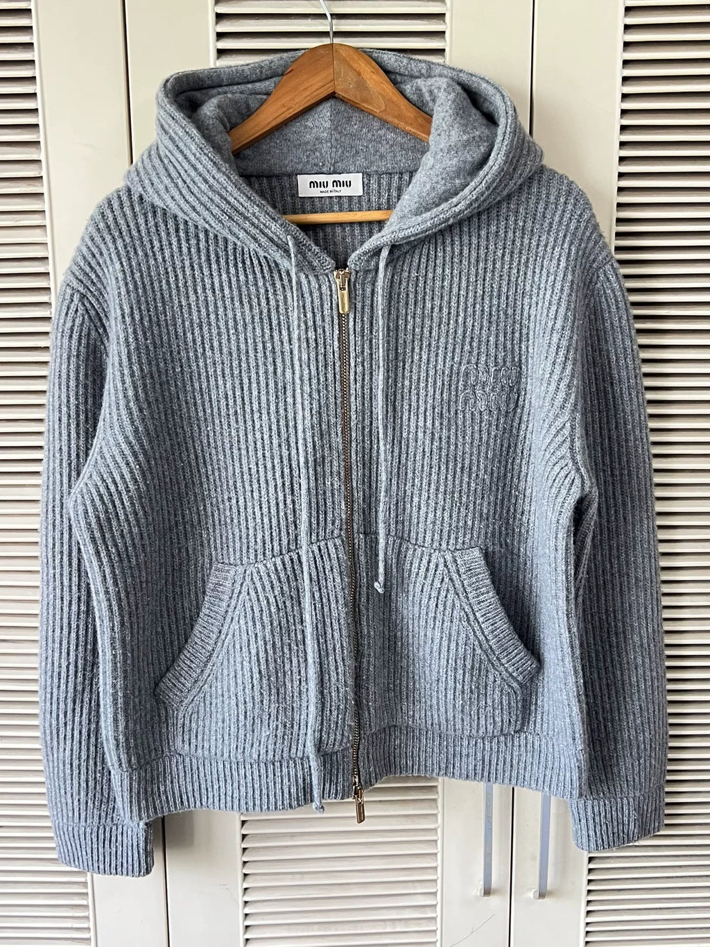 Miu Miu Cashmere Hooded Knit Cardigan