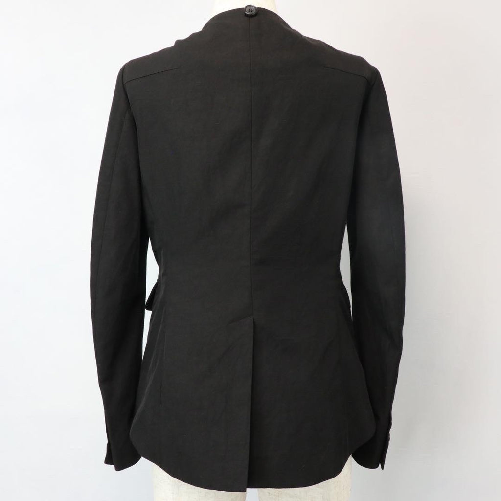 Yohji Yamamoto Black Collared Cupro Linen Jacket