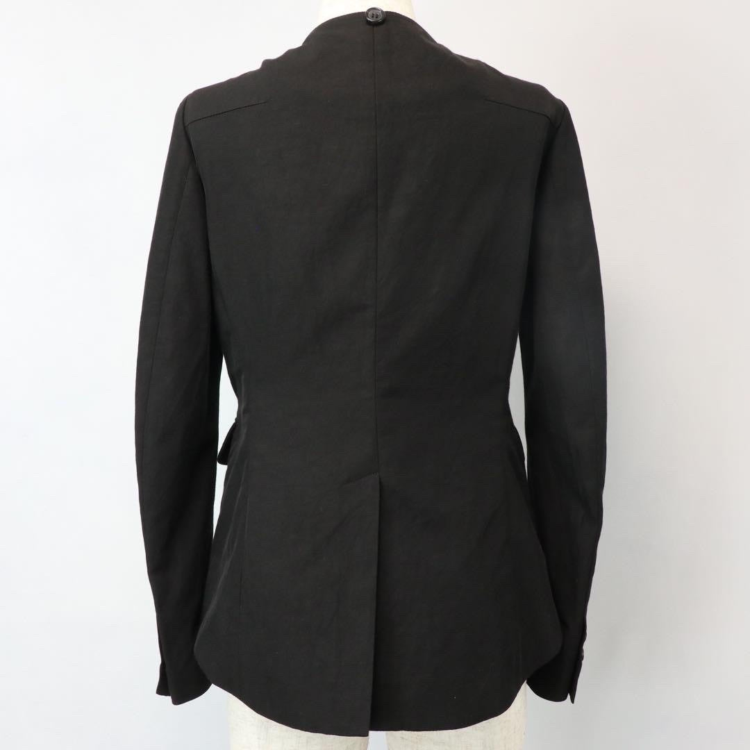 Yohji Yamamoto Black Collared Cupro Linen Jacket