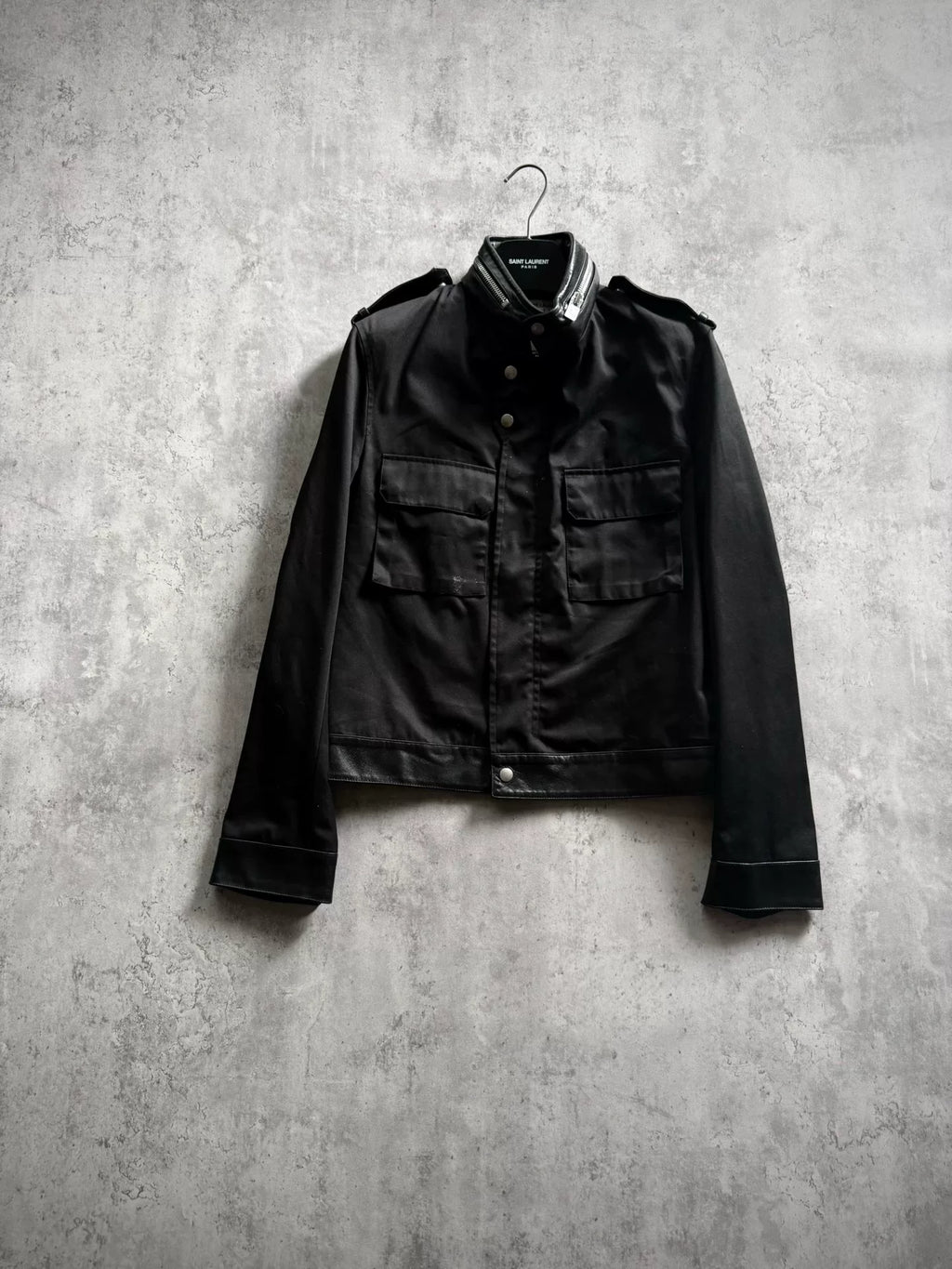 Saint Laurent Paris 13SS Hedi Slimane Black Lambskin Officer Jacket by Hedi Slimane
