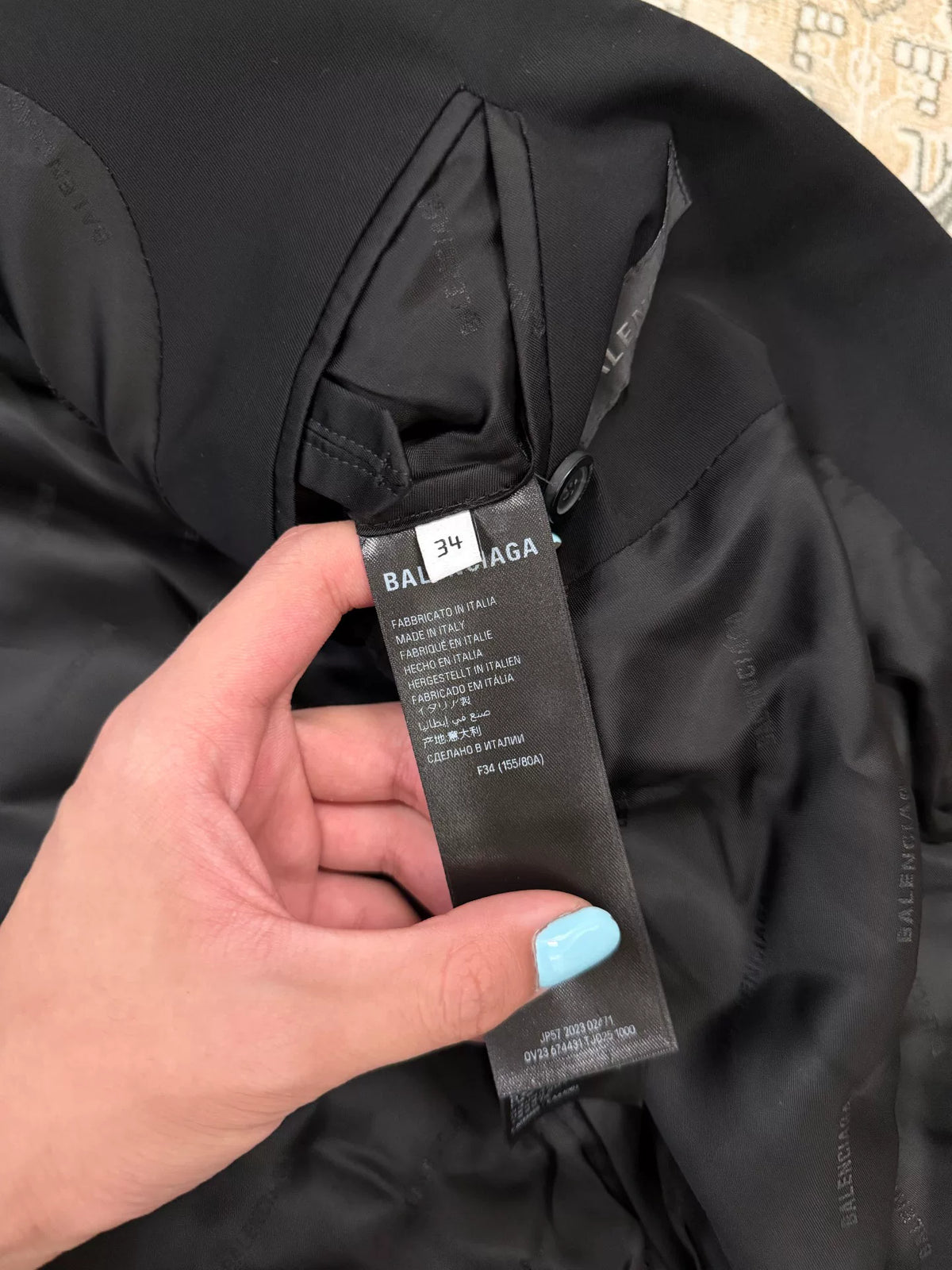 Balenciaga sleeve patch silk suit jacket