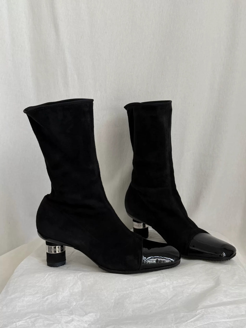 Chanel vintage stretch mid-calf boots
