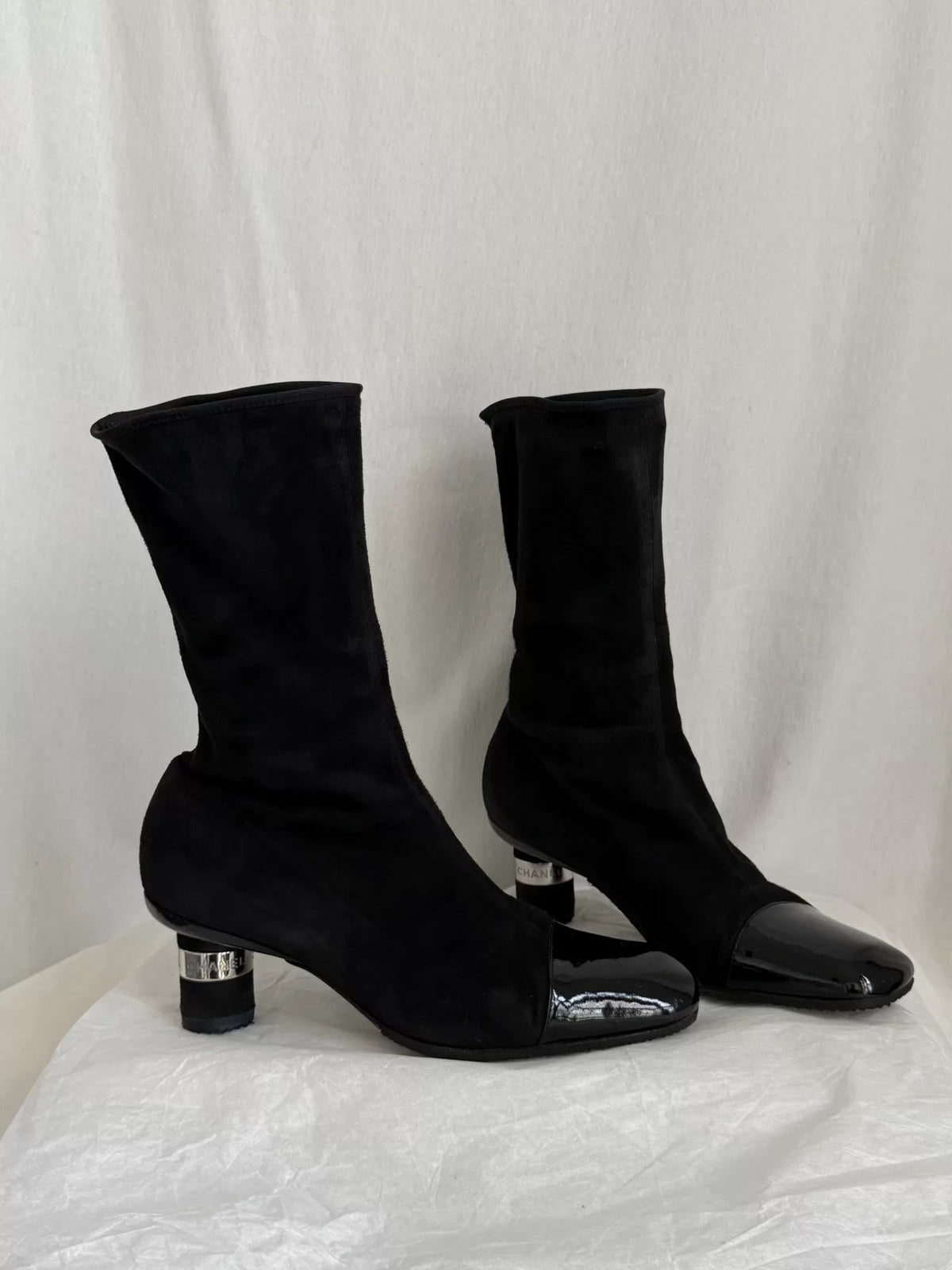 Chanel vintage stretch mid-calf boots