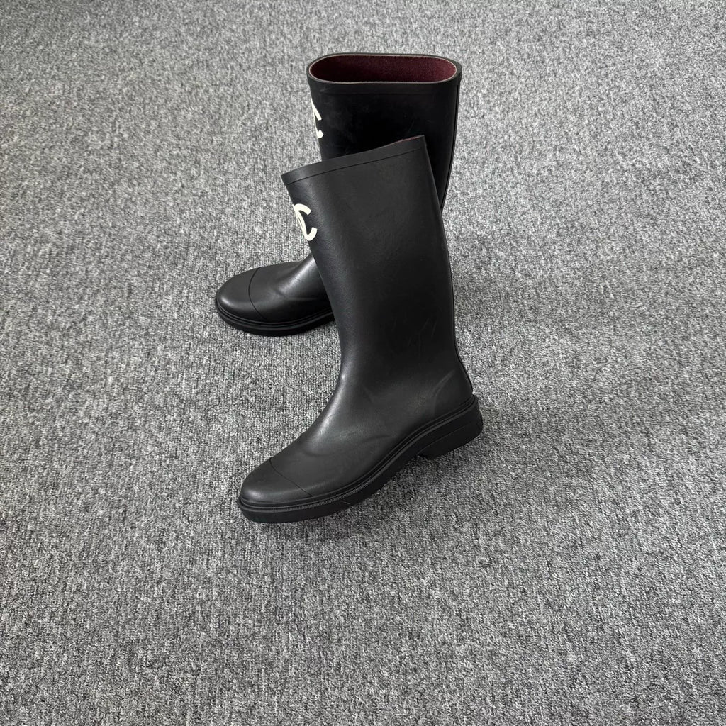 Chanel 25S Double C Rubber Tall Boots