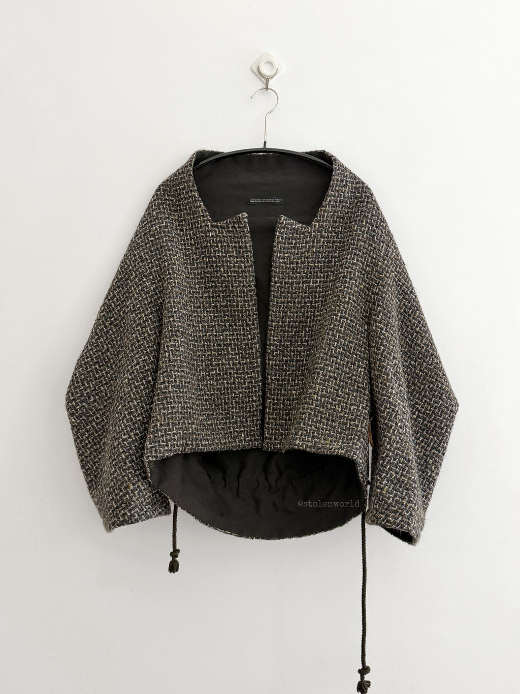Yohji Yamamoto Y's Pointed Collar Drawstring Wool Short Coat - Devines