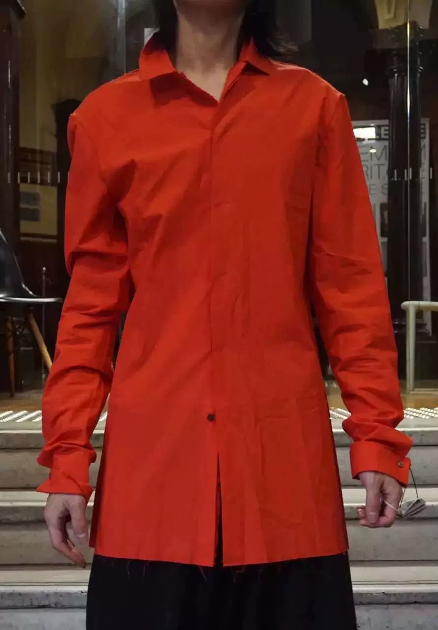M.A+ FW15 Red High Risk Fitted Cotton Shirt