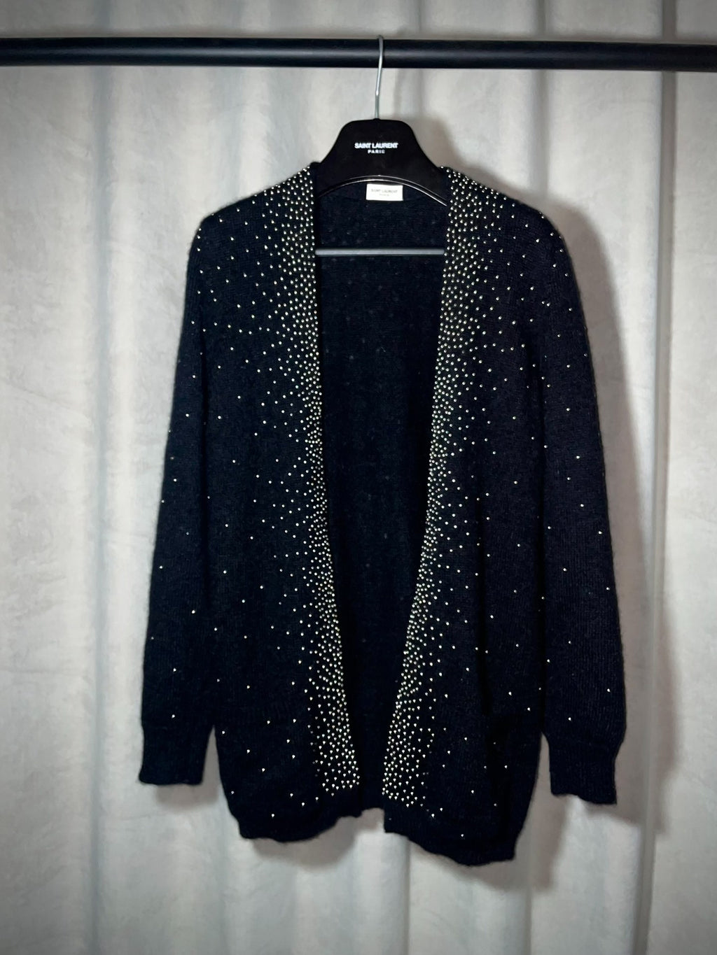 Saint Laurent SS16 Mohair Rhinestone Studded Cardigan