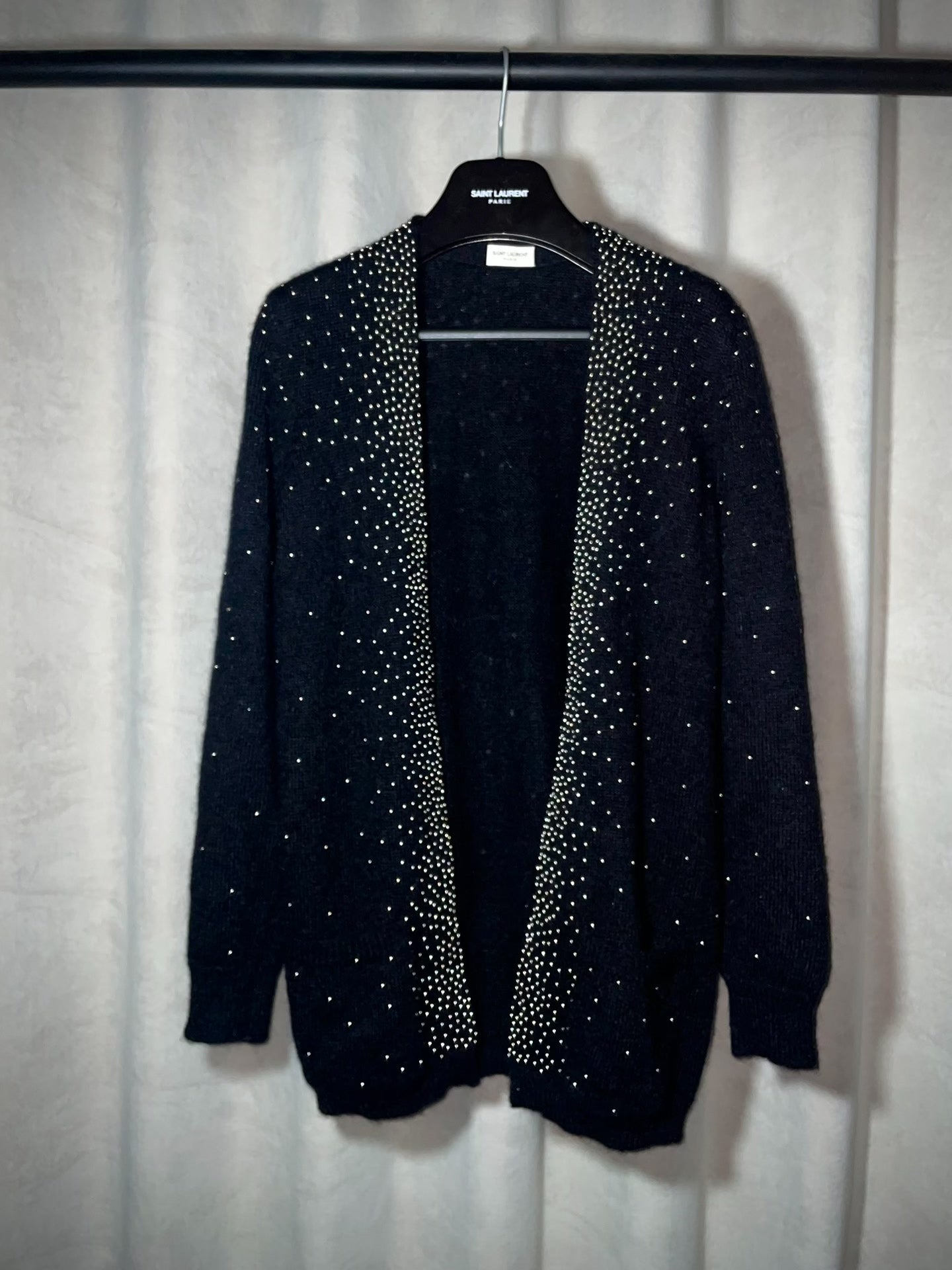Saint Laurent SS16 Mohair Rhinestone Studded Cardigan